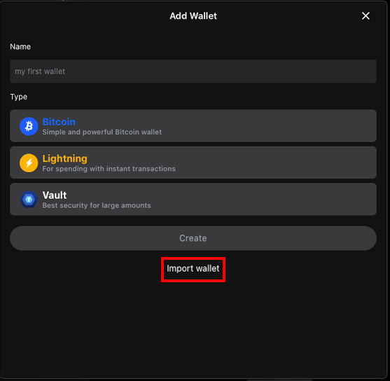 Import wallet: MacOS