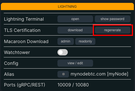 LND regenerate certificates